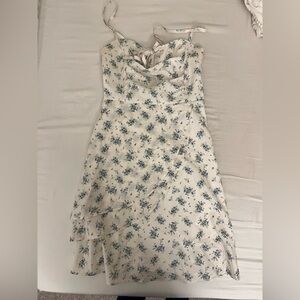 Floral White and Blue Summer / Sun Dress